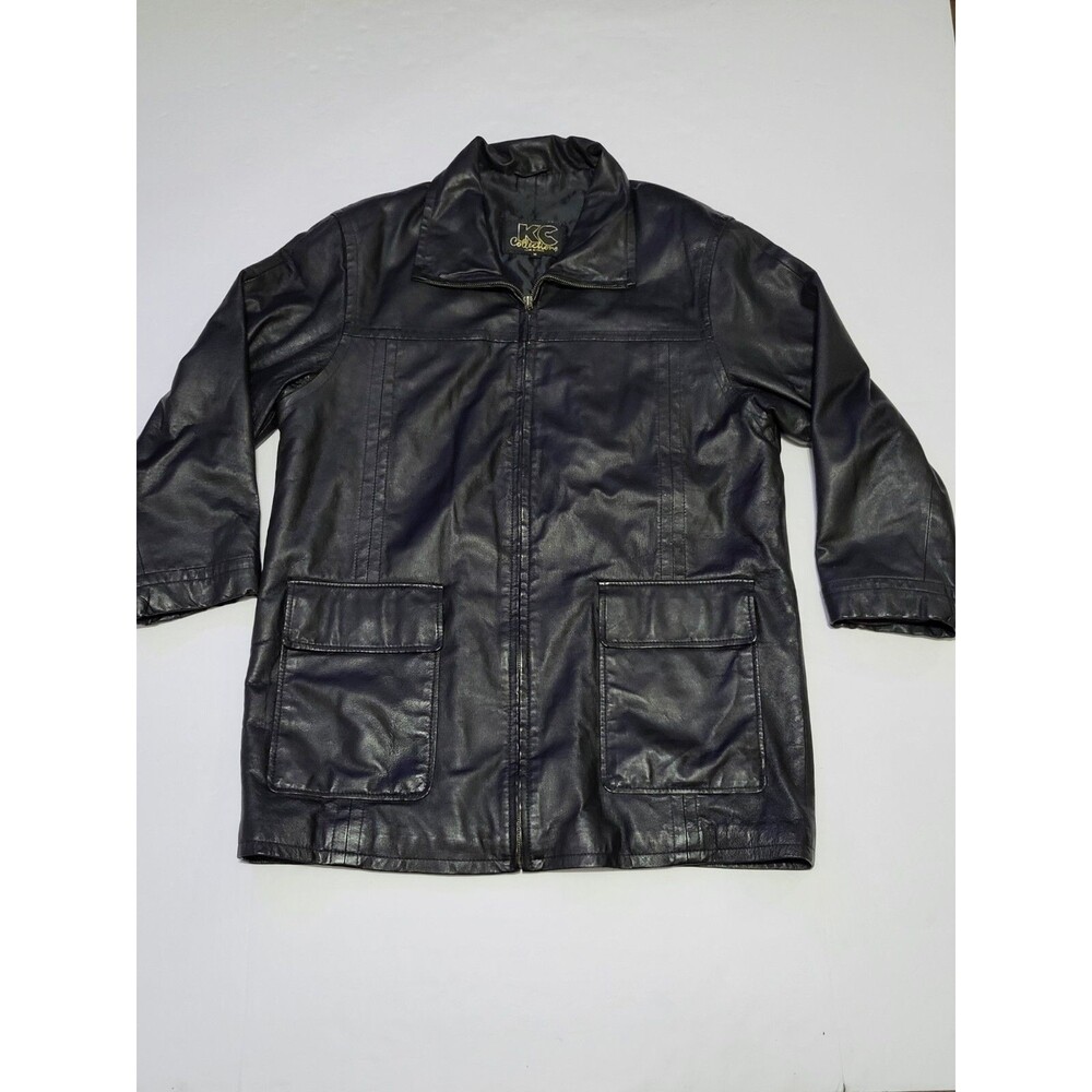 (#C)VTG KC Collections Full Zip Leather Jacket Size Women's Medium Black